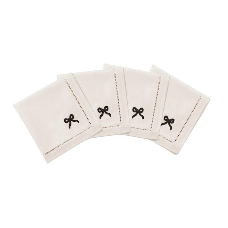 Bow Baumwollservietten 45x45 cm 4-er Set, Schwarz