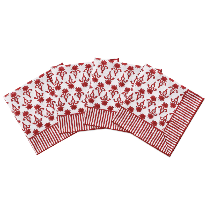 Lily Serviette 45x45 cm 4-er Set, Burgunderrot