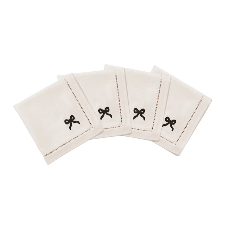 Bow Baumwollservietten 45x45 cm 4-er Set, Schwarz