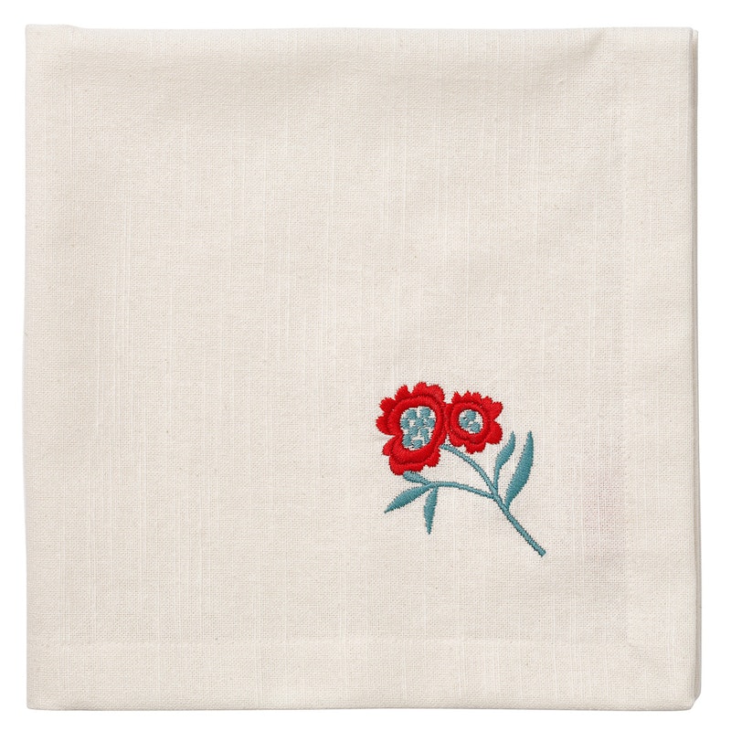 Cottage Flower Leinen-Servietten 45x45 cm 4-er Set, Rot