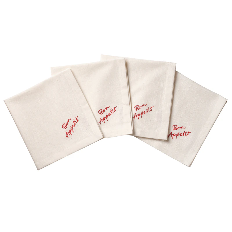Quote Baumwollservietten 45x45 cm 4-er Set, Rot