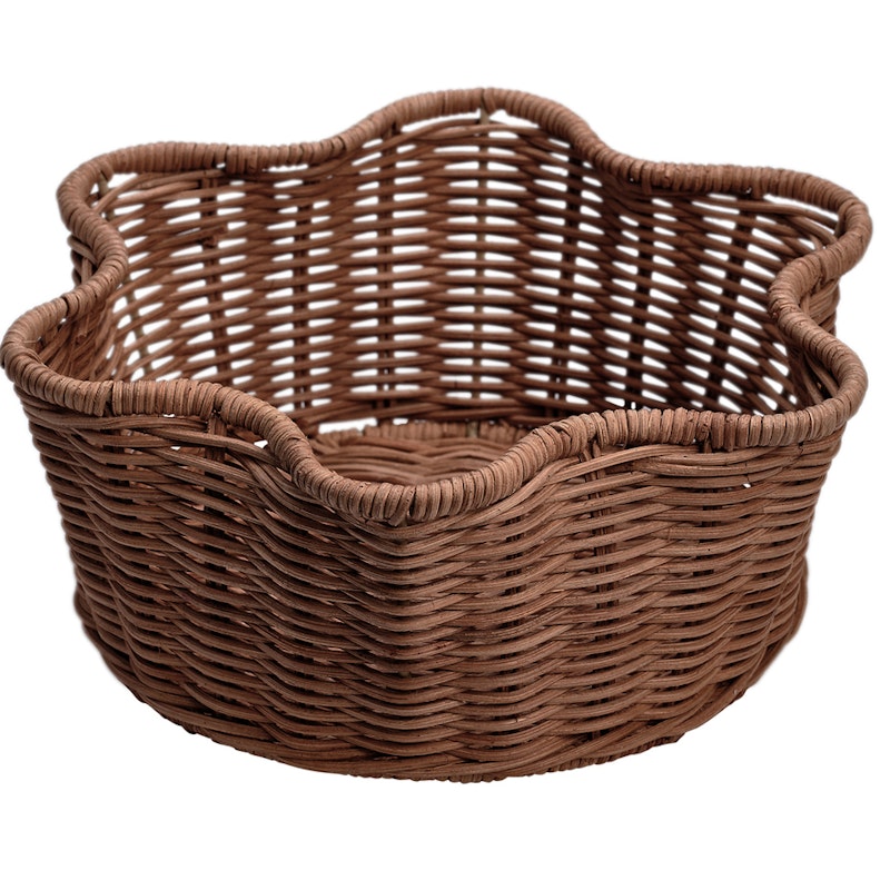 Scallop Korb Rattan Rund, Dunkelbraun