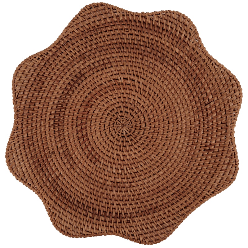 Scallop Platzset Rattan 36 cm, Dunkelbraun