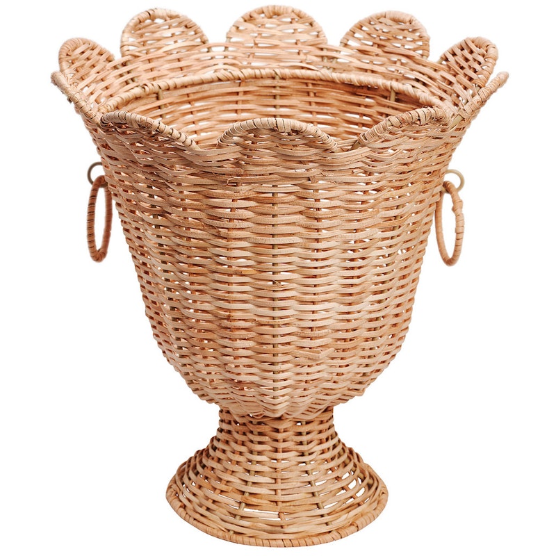 Scallop Vase Rattan, Natur