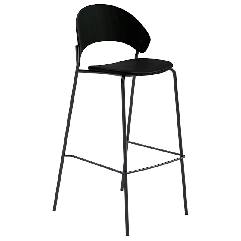Dosina Barhocker 75 cm, Schwarze Eiche / Schwarz Ledern