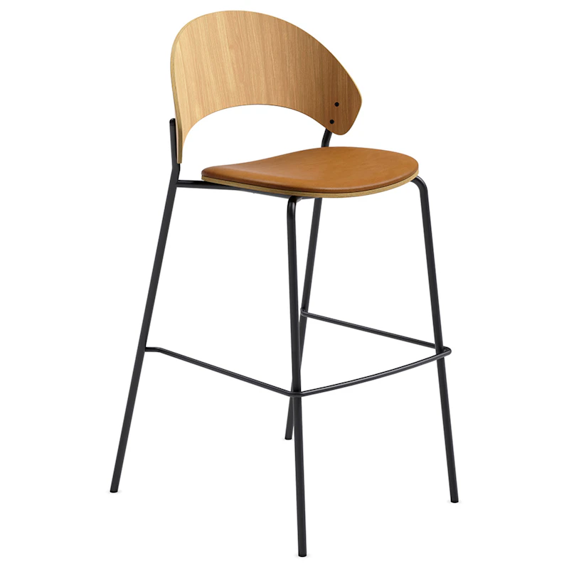 Dosina Barhocker 65 cm, Eiche / Cognacfarben Leder
