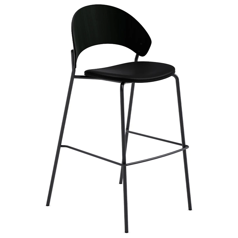Dosina Barhocker 65 cm, Schwarze Eiche / Schwarz Ledern