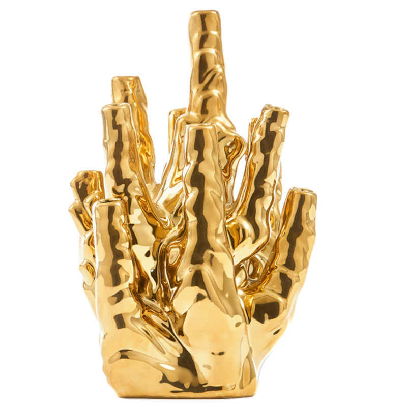 Coral Vase Gold, 10 Tulpen