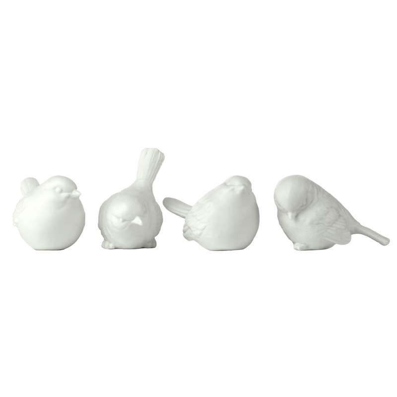 Porzellanvögel Sparrow 4er-Pack, Weiß