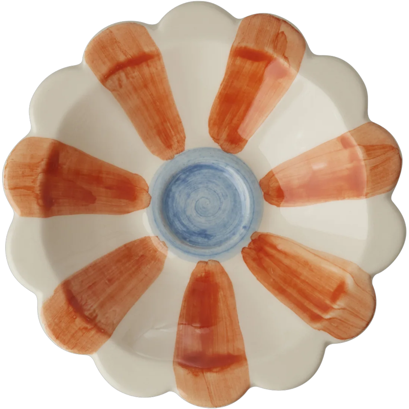 Flower Dip-Schale Mit Handbemalten Streifen, Orange
