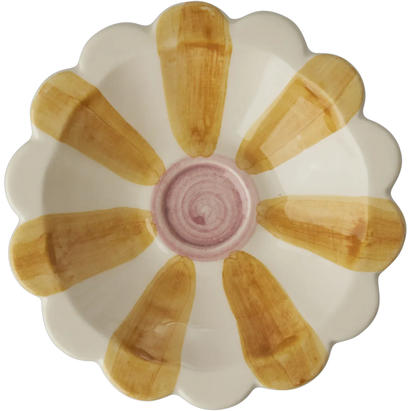 Flower Dip-Schale Mit Handbemalten Streifen, Gelb