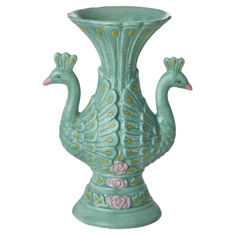 Peacocks Vase 20 cm, Grün