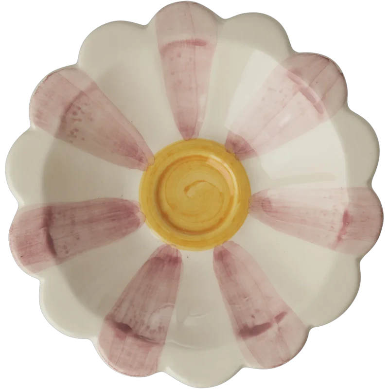 Flower Dip-Schale Mit Handbemalten Streifen, Rosa
