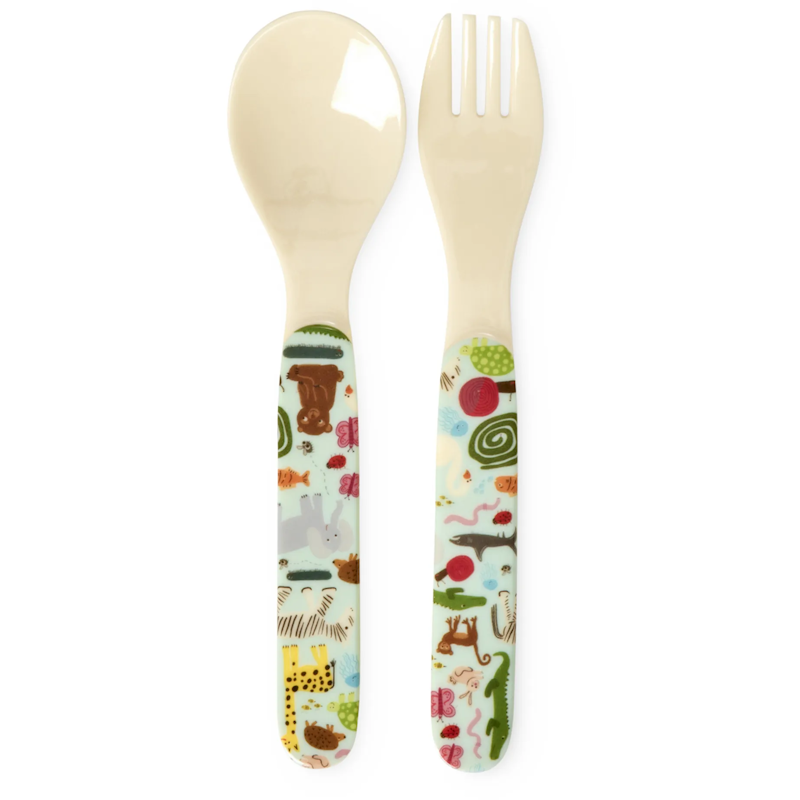 Löffel + Gabel Melamin, Mint Wildlife