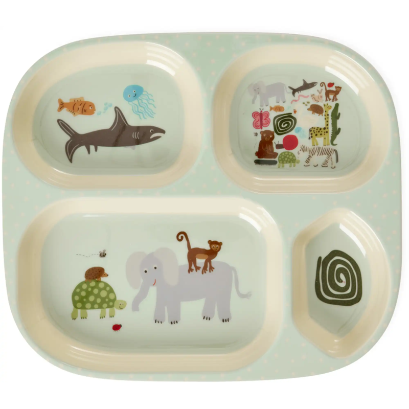 Melaminteller Mit 4 Fächern, Mint Wildlife