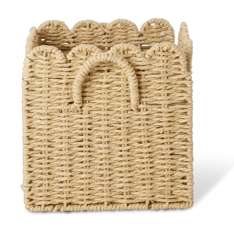 Paper Rope Korb Faltbar Mit Kanten Mit Bogenkante 20 cm, Natürlich