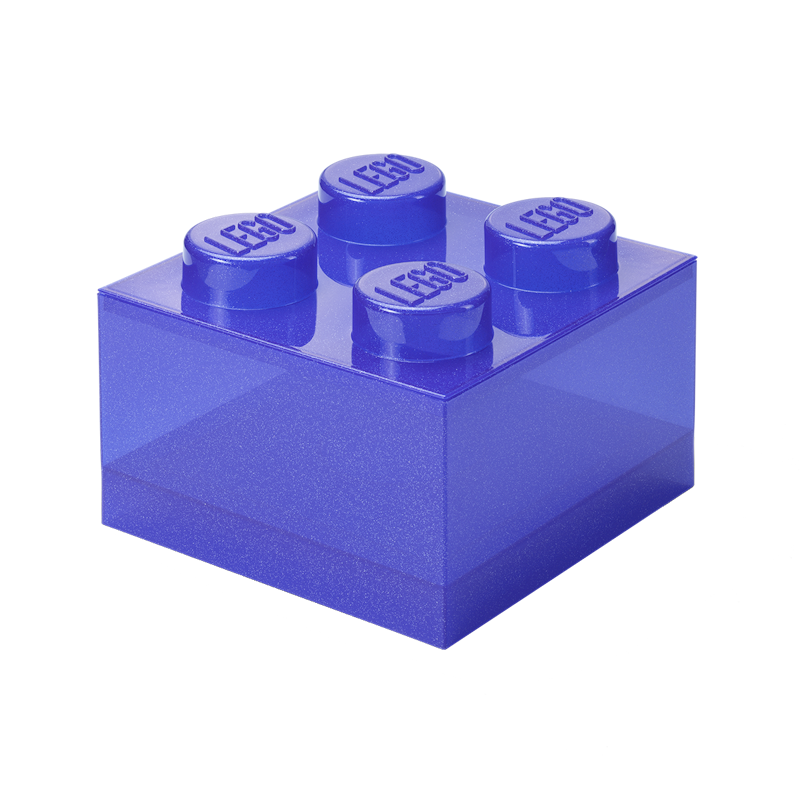 LEGO® Brick Aufbewahrungsbox Translucent 4 Knöpfe, Glitter Violet