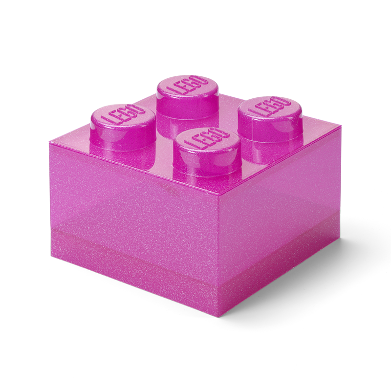LEGO® Brick Aufbewahrungsbox Translucent 4 Knöpfe, Glitter Medium Violet