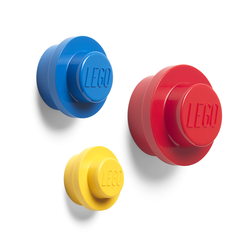 LEGO® Wandhaken 3-er Set, Blau / Rot / Gelb