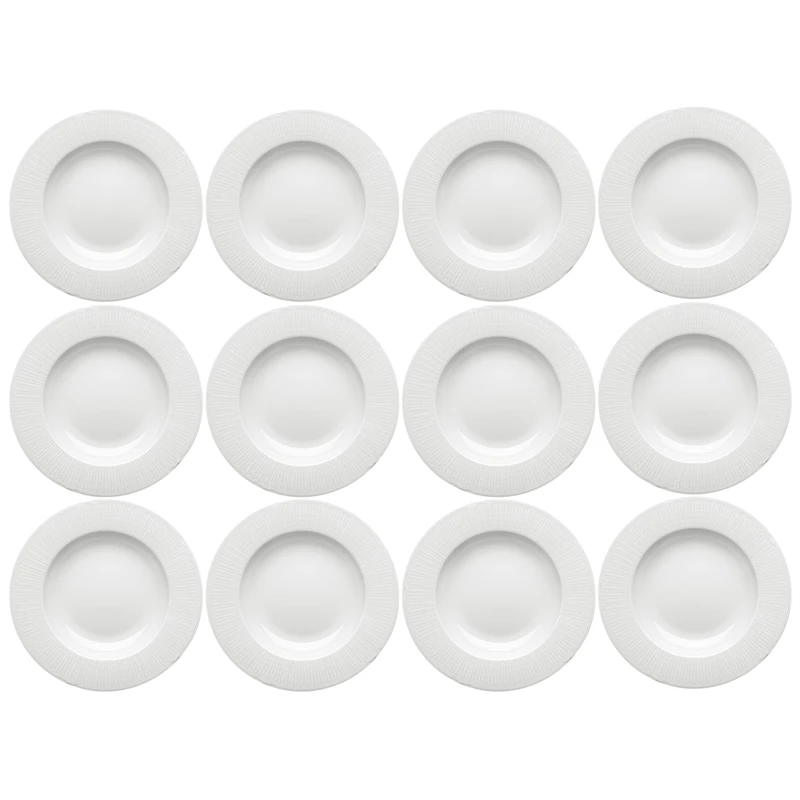 Swedish Grace Tiefer Teller 25 cm 12-er Set, Schneefarben