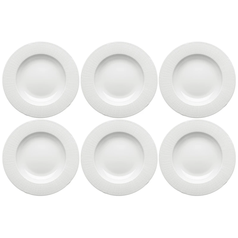 Swedish Grace Tiefer Teller 25 cm 6-er Set, Schneefarben