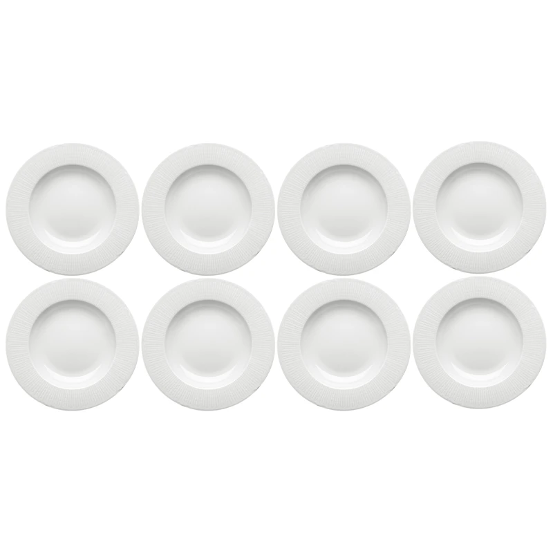 Swedish Grace Tiefer Teller 25 cm 8-er Set, Schneefarben