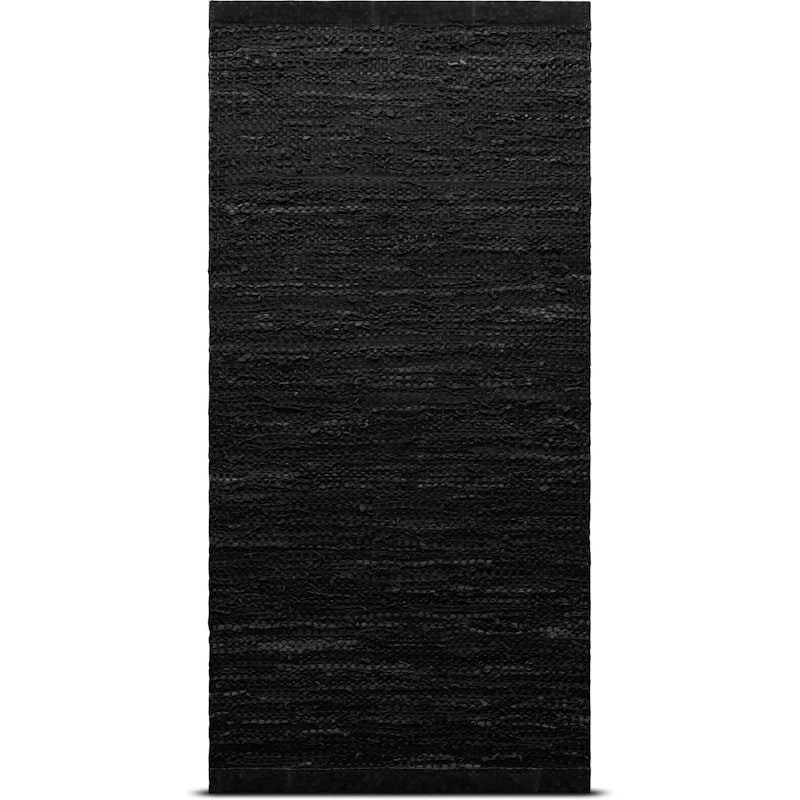 Lederteppich 65x135, schwarz