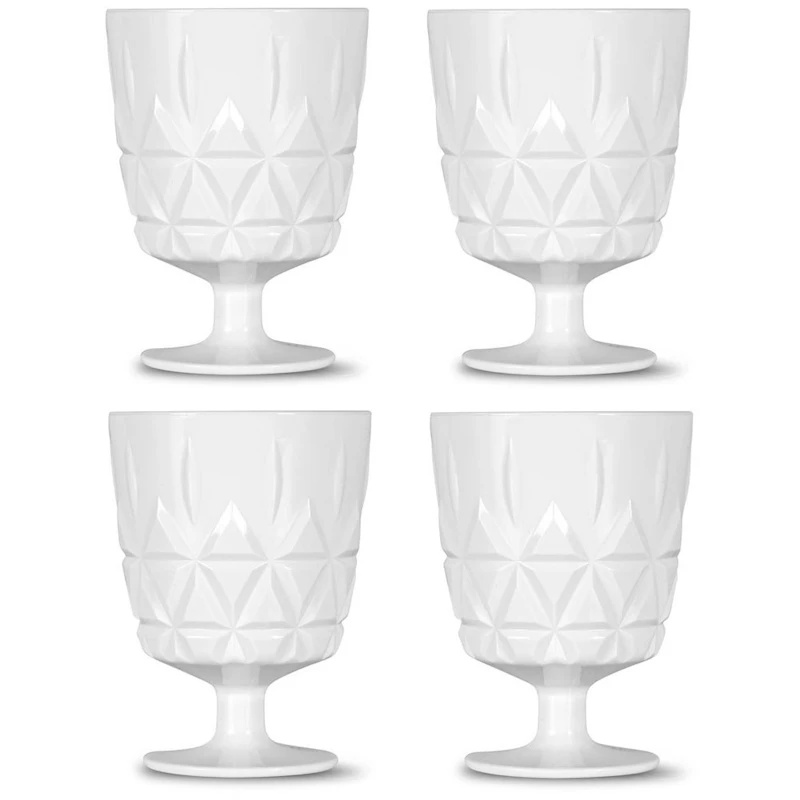 Picnic Juni Glas Mit Fuß 4-er Set, Weiß