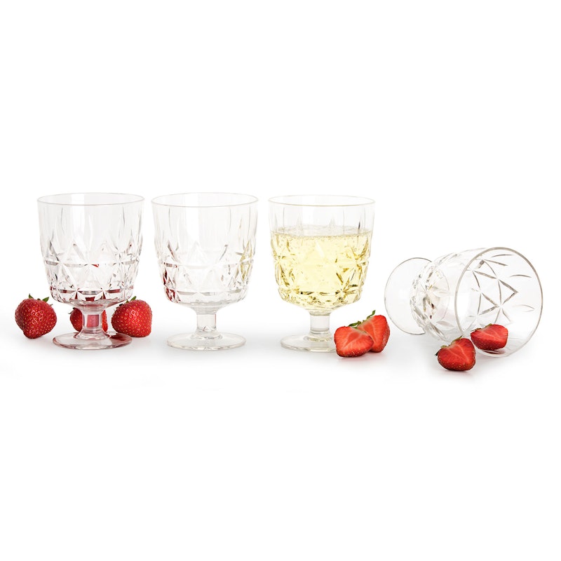 Picknick Glas mit Fuß Acryl 4-er Set, Transparent