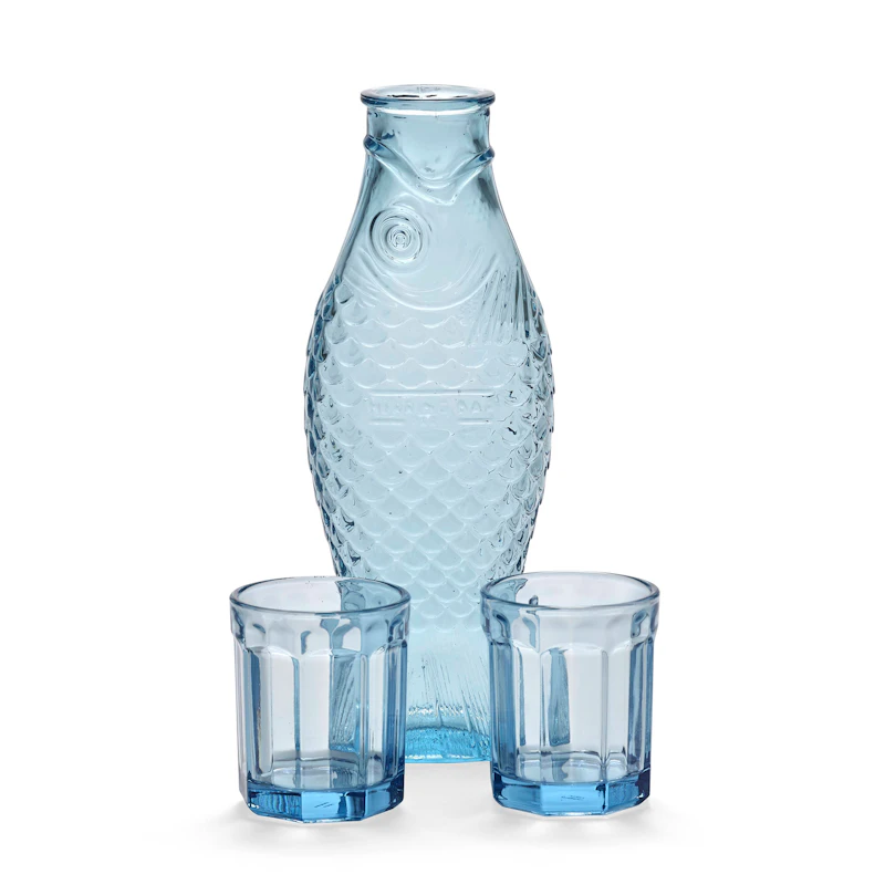 Fish & Fish Carafe With Tumbler, Blue