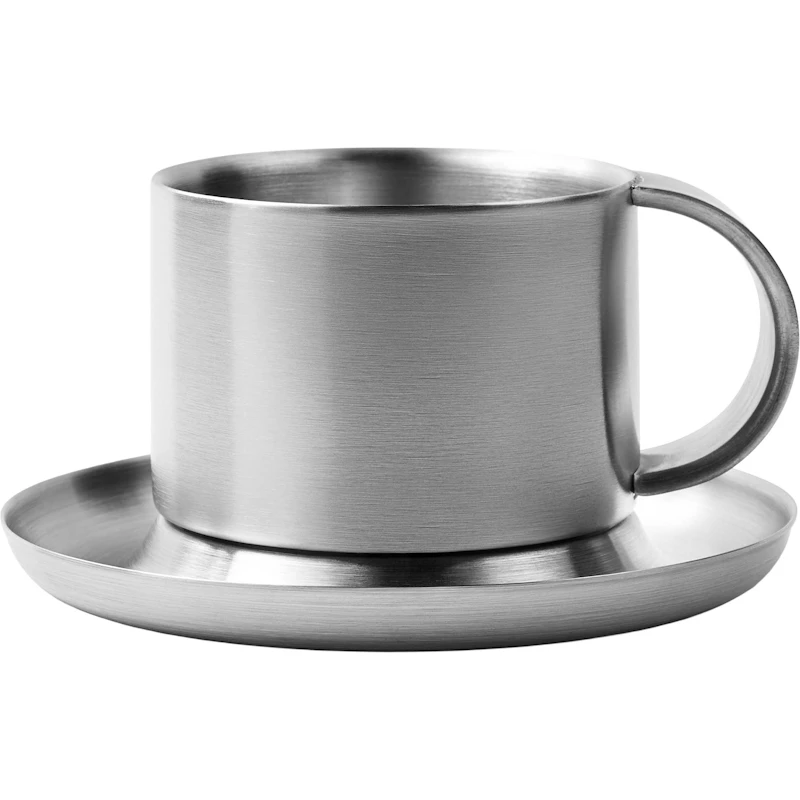 Arlo 03 Kaffeetasse, Gebürstetes Silber
