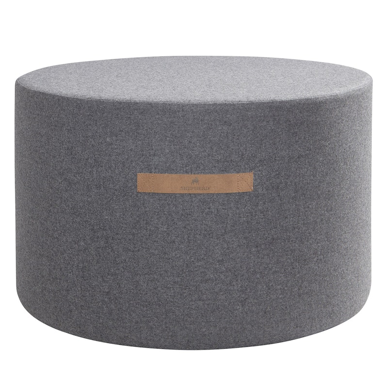 Sara Round Wool Pouf 60x40cm, Granite