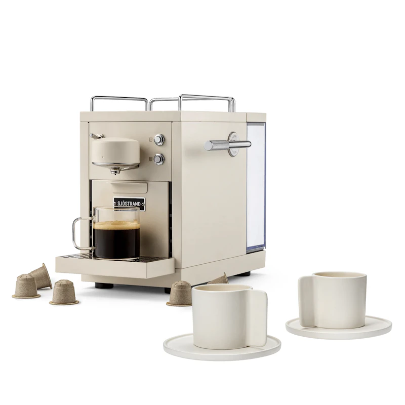 Original 2.0 Kapselmaschine & Lungo Kaffeetasse 2-er Set, Beige