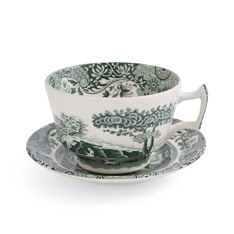 Heritage Green Italian Frühstückstasse Mit Untertasse, Grün