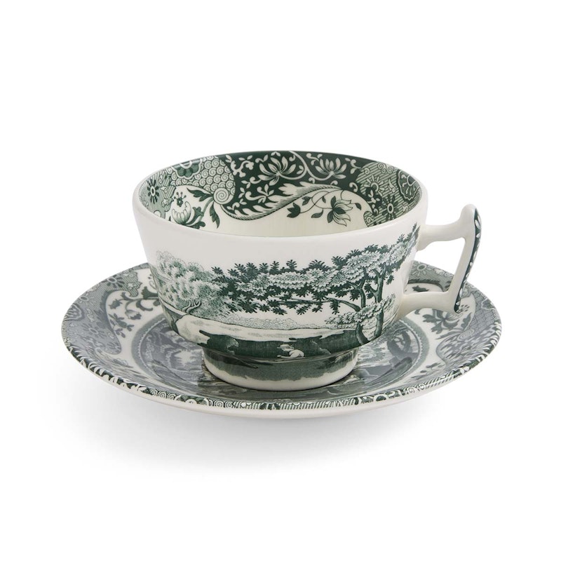 Heritage Green Italian Teetasse Mit Unterteller, Grün