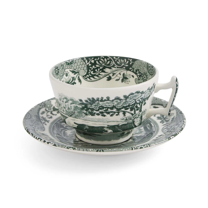 Heritage Green Italian Teetasse Mit Unterteller, Grün