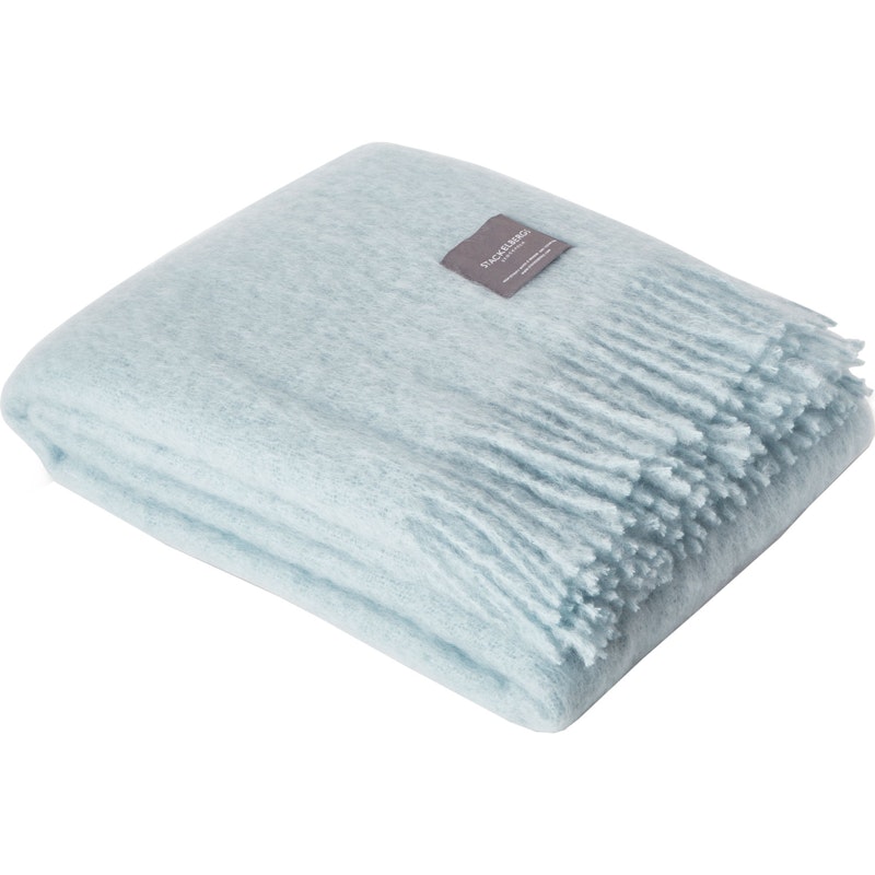 Mohair Decke Gerollte Franse 130x170 cm, Dusky Blue