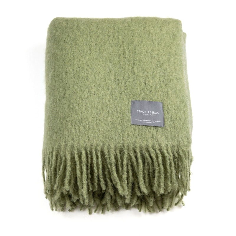 Mohair Decke Gerollte Franse 130x170 cm, Olive Green