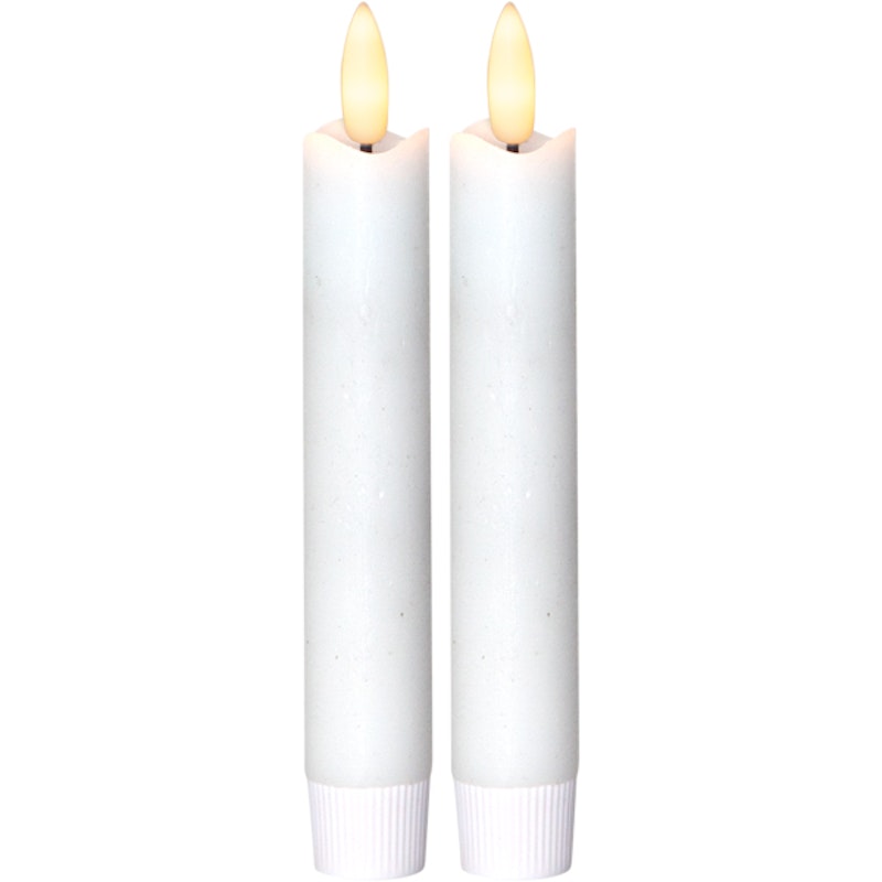 Flamme LED Antike Kerze Weiß 2-er Set, 15 cm