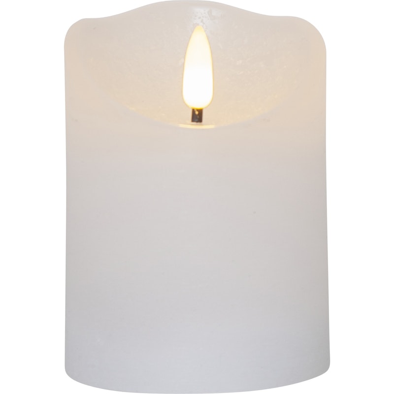 Flamme Rustic LED Stumpenkerze Weiß, 10 cm
