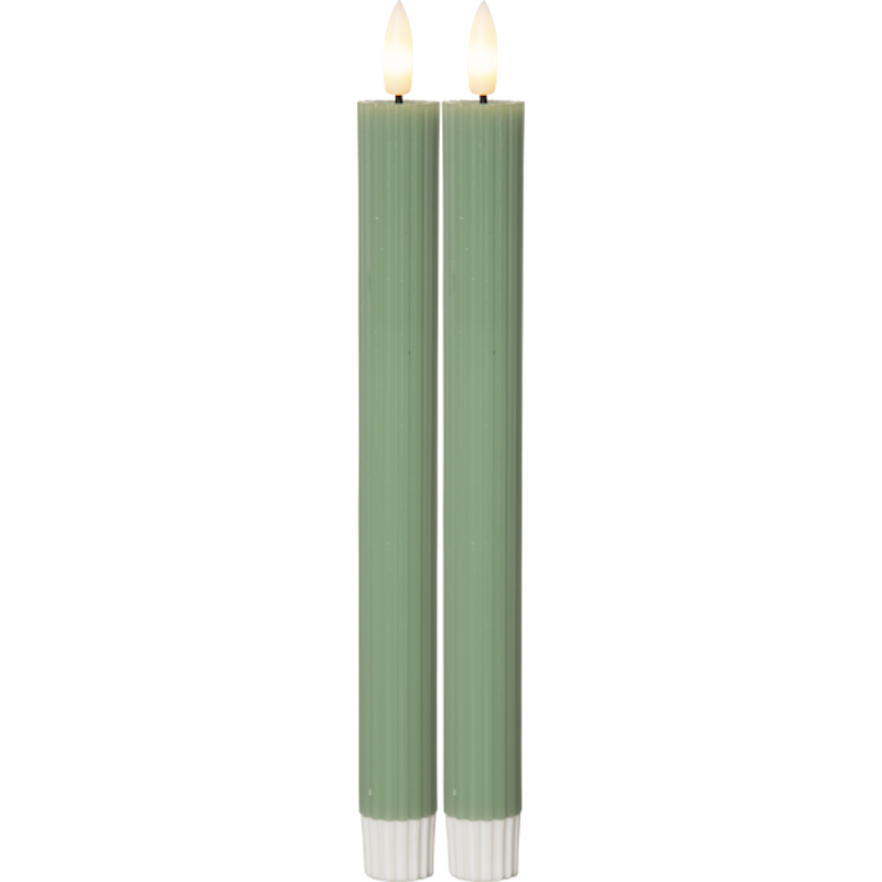 Flamme Antike Kerze 2-er Set LED, Grün