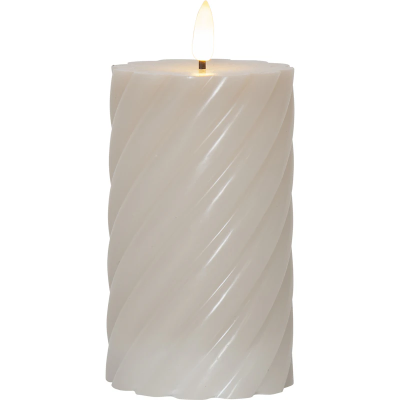 Flamme Swirl LED Stumpenkerze 15 cm, Beige