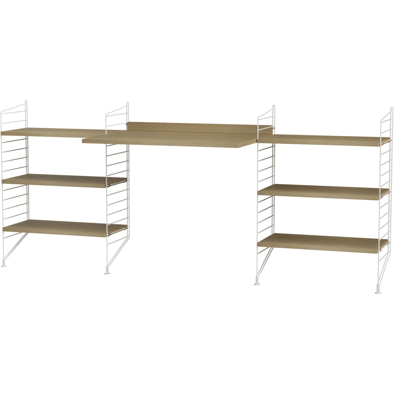 String Shelf Combination D Workplace, Oak / White