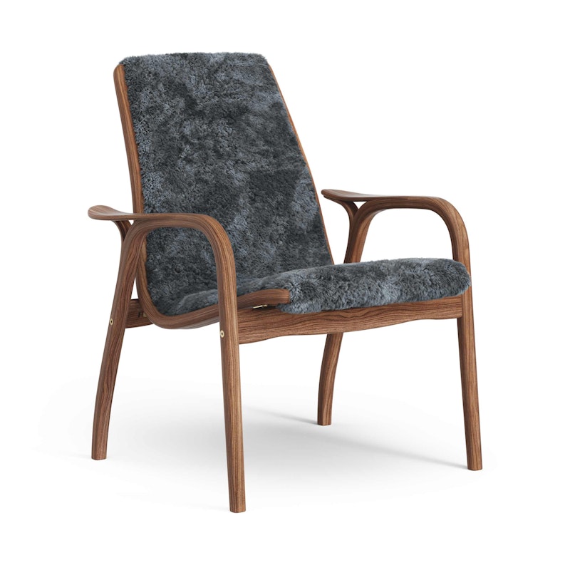 Laminett Sessel Schaffell, Lackiert Walnussholz / Charcoal