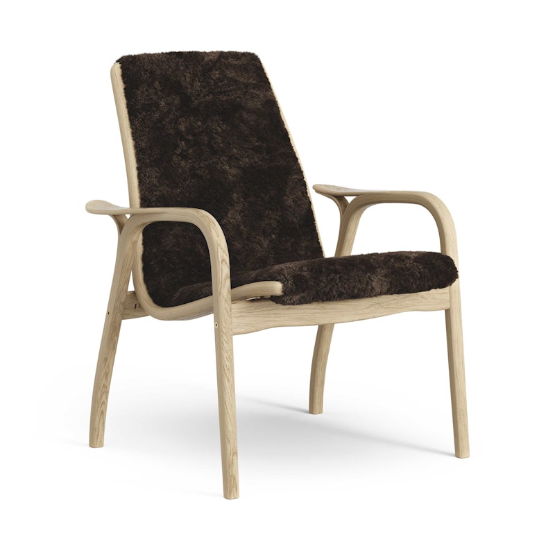 Laminett Sessel Schaffell, Lackiert Eiche / Espresso