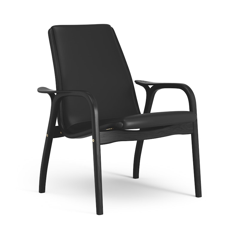 Laminett Sessel Leder, Schwarz glasiert Eiche / Schwarz