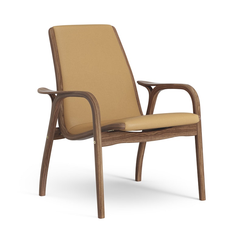 Laminett Sessel Leder, Lackiert Walnussholz / Light Brown