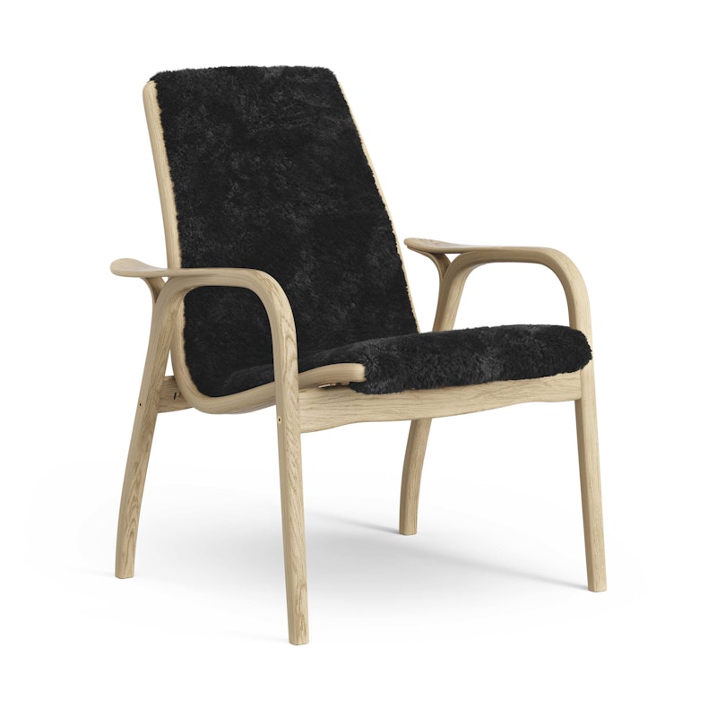 Laminett Sessel Schaffell, Lackiert Eiche / Schwarz