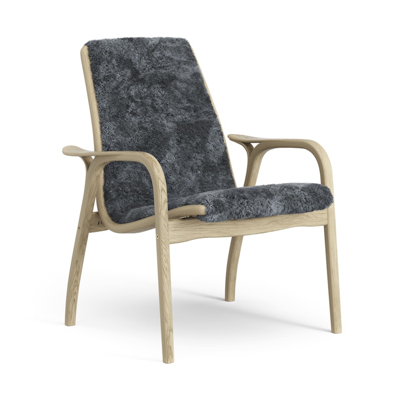 Laminett Sessel Schaffell, Lackiert Eiche / Charcoal