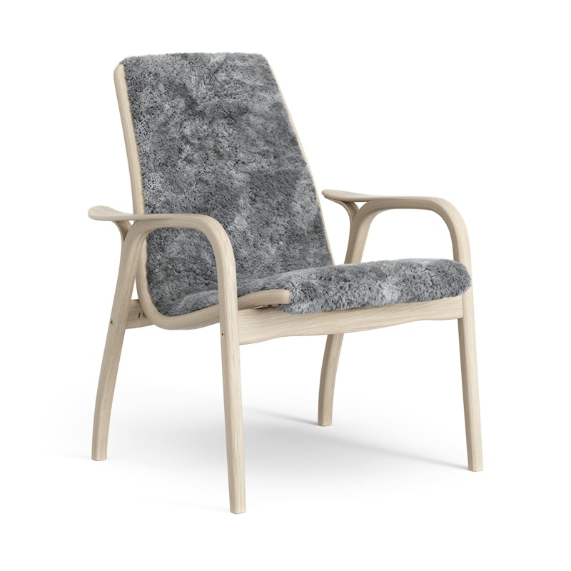 Laminett Sessel Schaffell, Weiß pigmentiert Lackierte Eiche / Scandinavian Grey